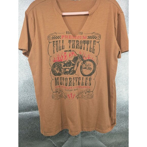 Maurices‎ Full Throttle Motorcycles V-Neck Brown Graphic Tee M - Picture 7 of 7